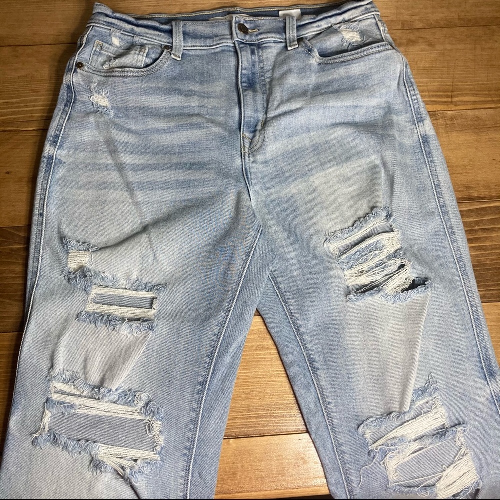 Light Wash. Ripped. High Rise Boyfriend Jeans